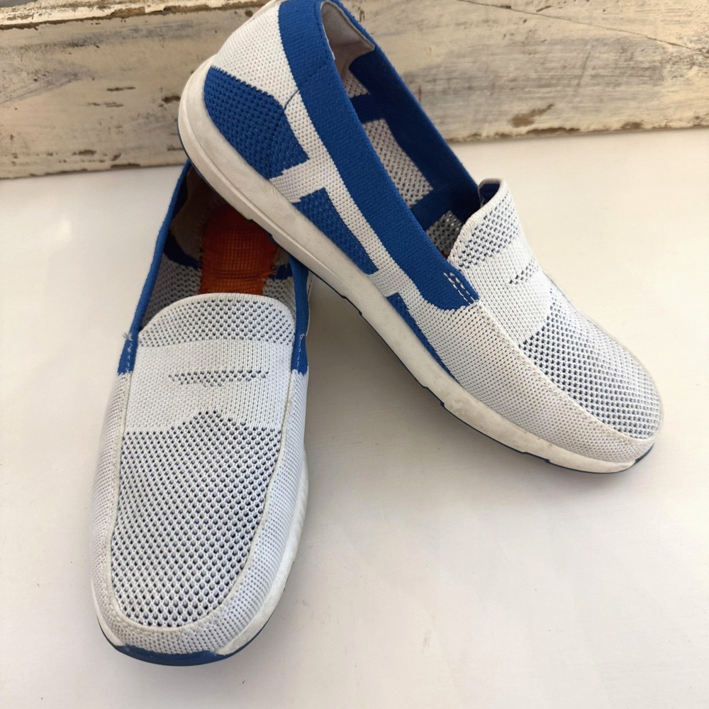 SWIMS Shoes Mens Size 7 White Blue Slip On Mesh Loafers Water Casual Breathable